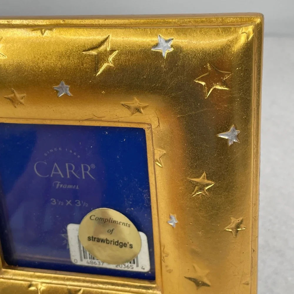 Vintage 1997 Carr Frames Gold Star Celestial Square Photo Frame 3.5x3.5